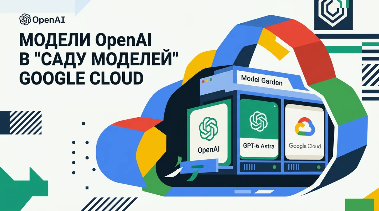 Иллюстрация интеграции моделей OpenAI GPT-6 Astra и Codex в платформу Google Cloud Model Garden.