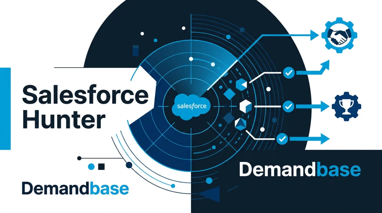 Salesforce Hunter: графическая иллюстрация AI-агента для outbound-продаж с интеграцией Demandbase