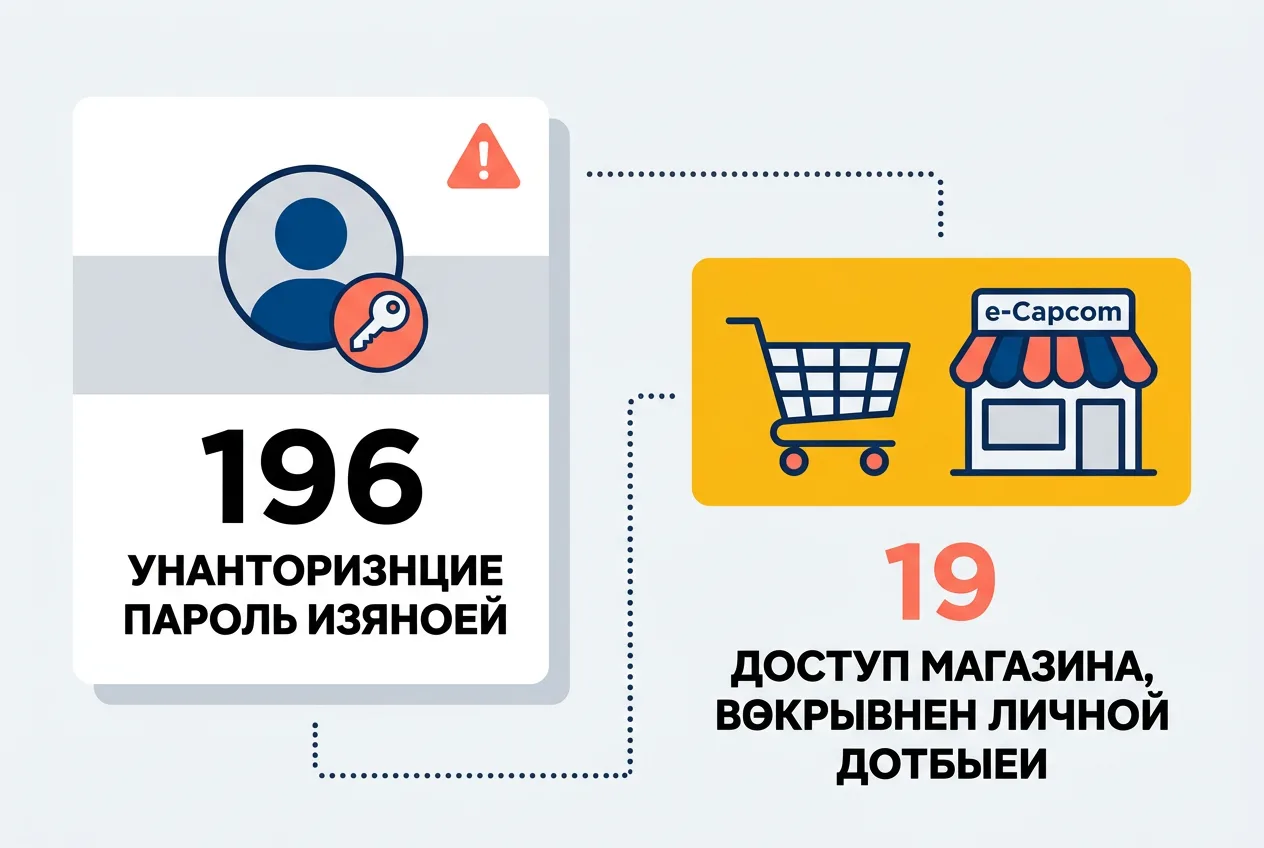 Инфографика скомпрометированных аккаунтов Capcom: 196 взломов и 19 входов в e-Capcom