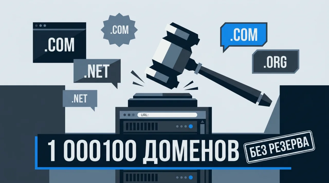 Векторная иллюстрация аукциона доменного регистратора с миллионом доменов