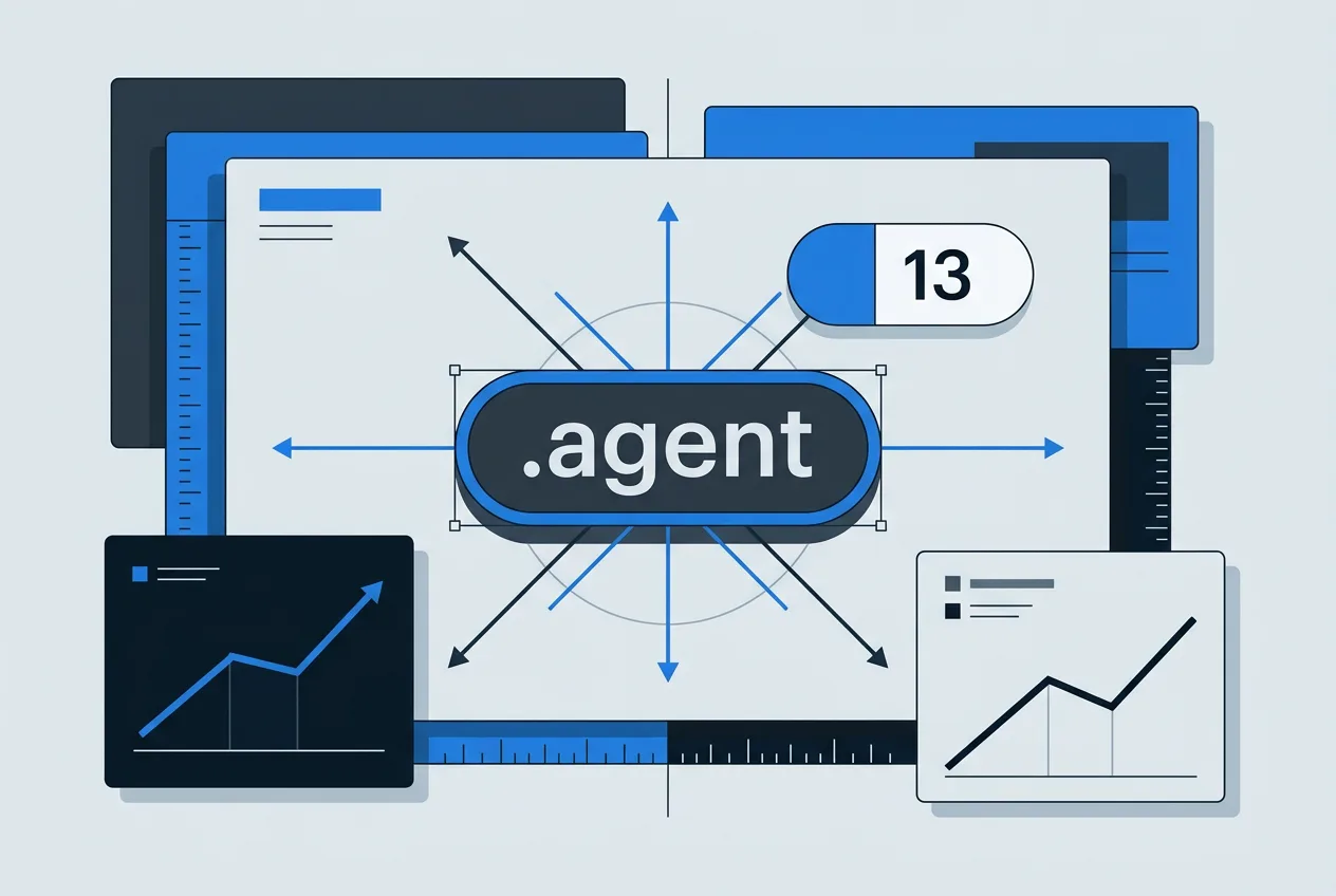 Графика конкуренции за домен .agent среди 13 претендентов в раунде ICANN 2026 года.
