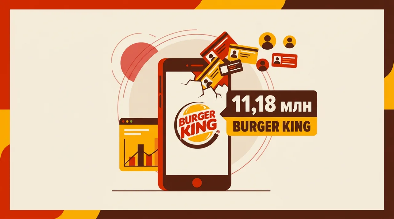 Иллюстрация утечки данных Burger King Japan: взлом мобильного приложения с 11,18 млн записей