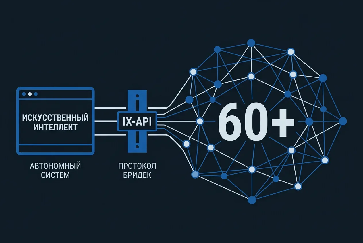Схема взаимодействия ИИ-агентов и глобальной сети DE-CIX через стандарт IX-API