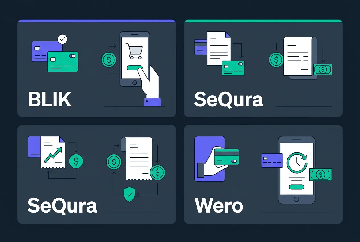Инфографика европейских платежных методов в Stripe: BLIK, SeQura, Billie и Wero