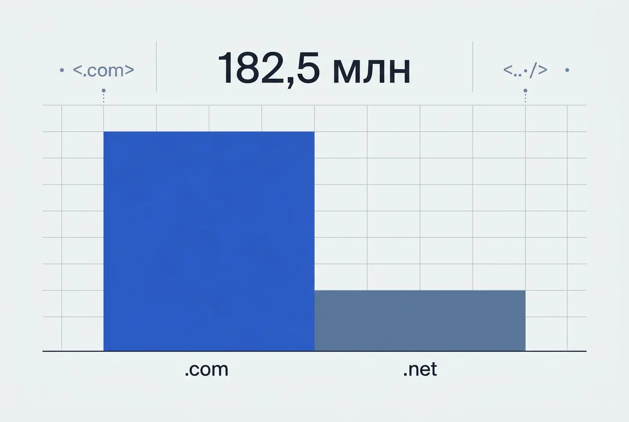 Инфографика соотношения доменов .com и .net в отчете Verisign DNIB