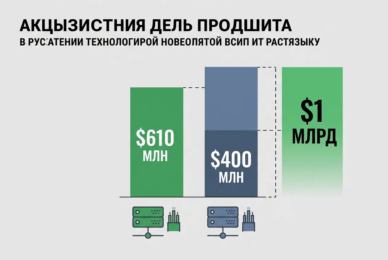 Инфографика структуры сделки CBRE: аванс $610 млн и доплаты $400 млн за Onnec