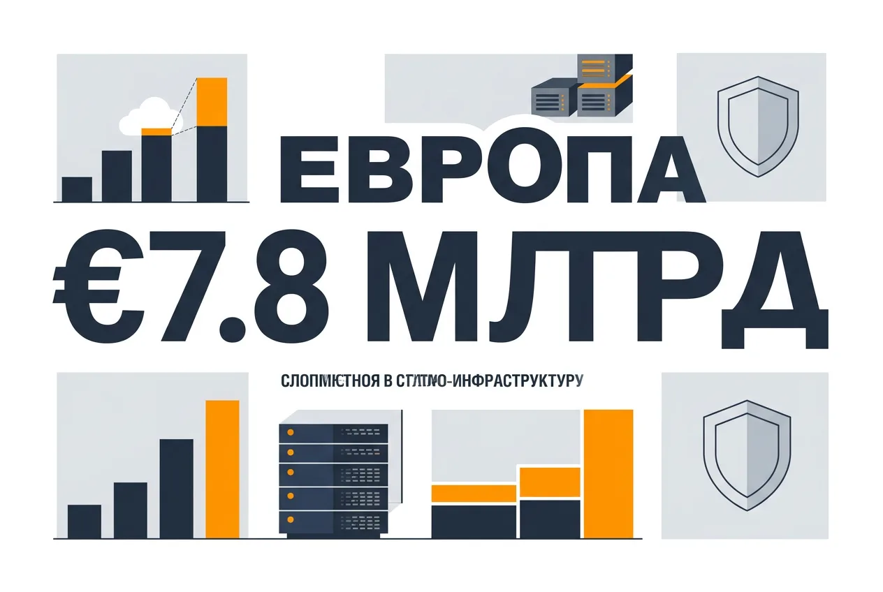Инфографика инвестиций AWS в размере 7,8 млрд евро в дата-центры Германии и Европы.