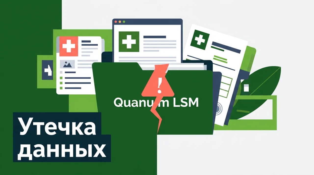 Утечка данных пациентов в системе Quanum LSM компании Quest Diagnostics, векторная иллюстрация