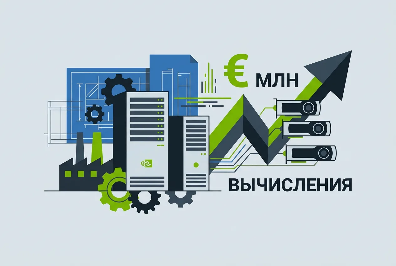 Инфографика инвестиций Германии в серверные мощности и промышленные ИИ-модели