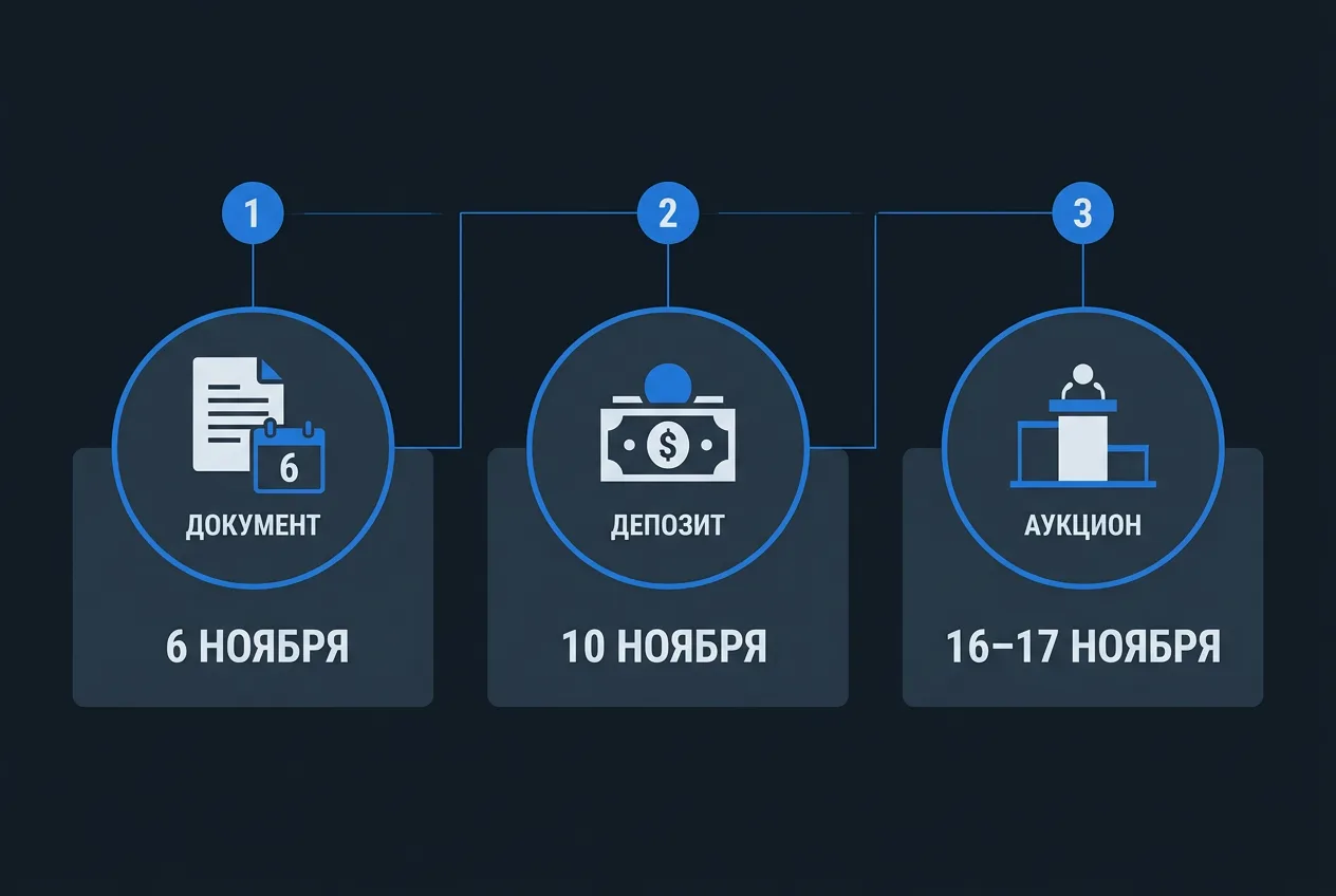 Инфографика сроков и этапов аукциона доменного регистратора