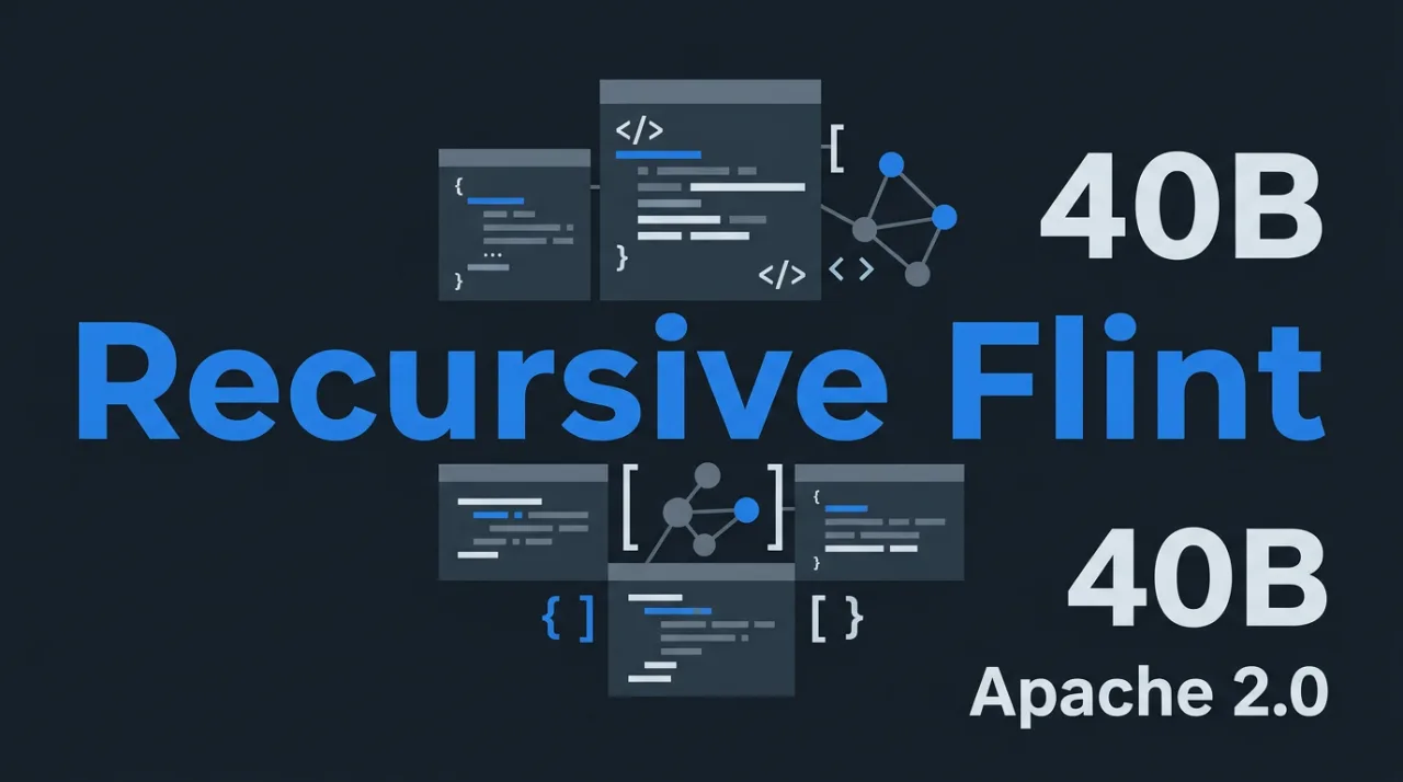 Векторная иллюстрация открытой модели Recursive Flint на 40B параметров под лицензией Apache 2.0