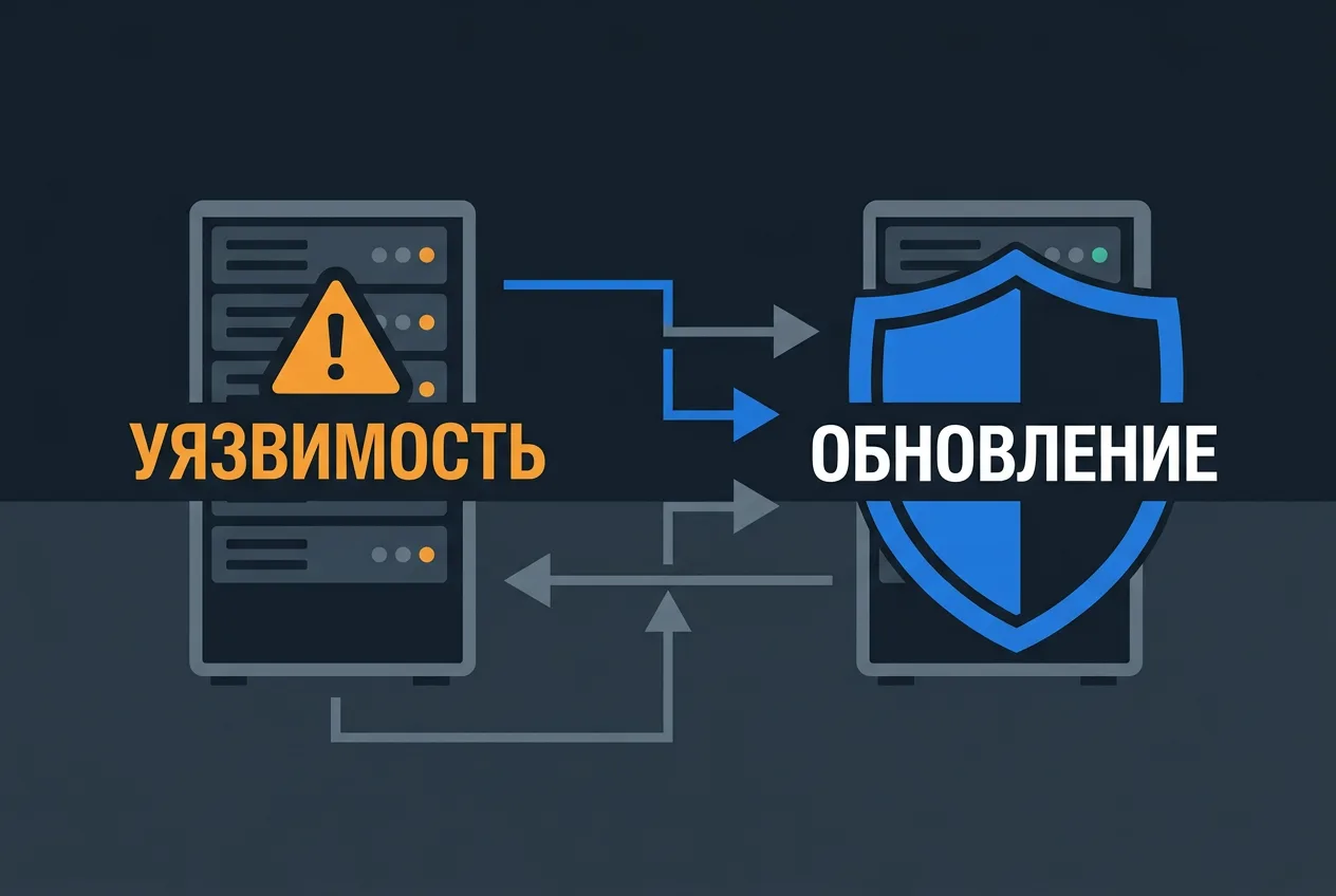 Инфографика защиты и обновления серверов от уязвимостей PHP2Shell
