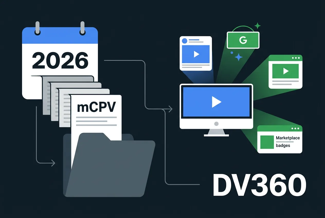 Инфографика архивации устаревших форматов mCPV и обновления видеорекламы в Display & Video 360